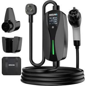Level 2 EV Charger with NEMA 10-30 Plug, 24Amp 240V, 25FT Extension Cord, Adjustable Current (10-24A), Portable Home Mobile Dryer EV Charger for J1772 Electric Vehicles, Fits 3-Prong Dryer Outlet