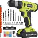 FADAKWALT Cordless Drill Set, 20V Electric Power Drill with Battery And Charger, Torque 30N, 21+1 Torque Setting, 3/8-Inch Keyless Chuck, Drill Driver Bits Kit, with LED (Green)