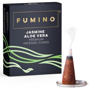 Fumino Jasmine Aloe Vera Fresh Incense Cones 20 per Box Masala Agarbatti Joss Scent Fragrance for Relaxation and Meditation, Home and House Decor