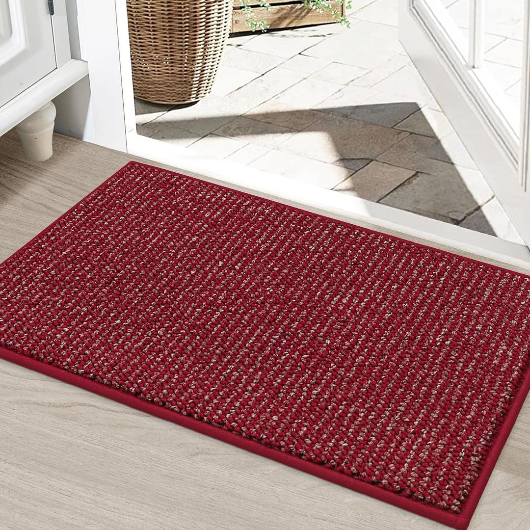 BEQHAUSE Dirt Trapper Door Mat 24" x 36", Non-Slip Washable Doormats Entrance Mat, Dirt Resistant and Absorbent Welcome Mat, Low Profile Floor Mats for Front Back Door and Entryway, Red
