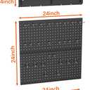 TORACK Garage Metal Pegboard with Accessories, Tools Organizer Peg Board with Pegboard Hooks, Wall Mounted Bins, Tool Storage Pegboards for Wall(Black)