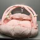 ANGELBLISS 5 in 1 Baby Play Gym Mat, Reversible Tummy Time Mat with 5 Sensory Toys for Stage-Based Developmental, Thick & Large Baby Activity Center from Newborn to Toddler (Pink)