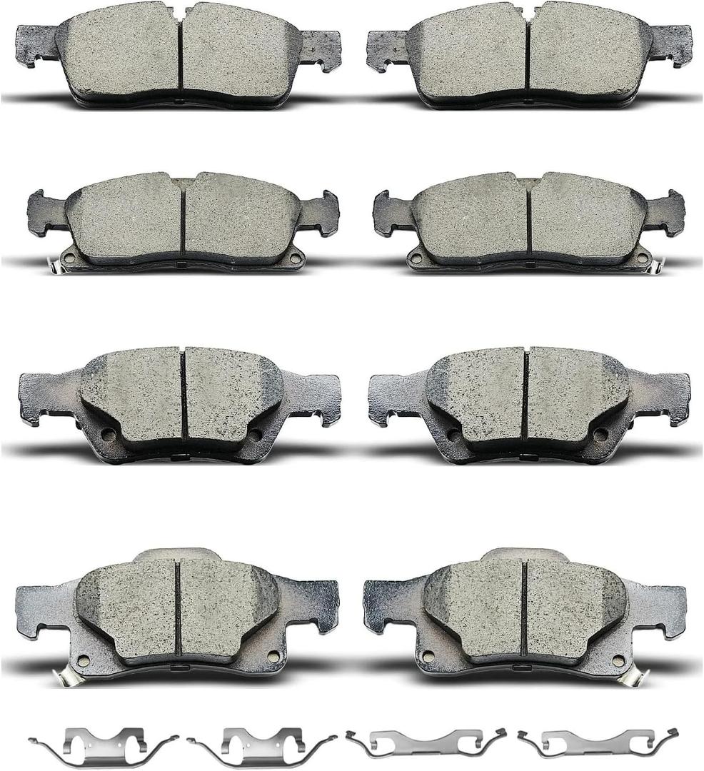 D1455 D1498 Front Rear Ceramic Brake Pads With Clips Fit For 2011-2023 Dodge Durango,For 2011-2021 Jeep Grand Cherokee