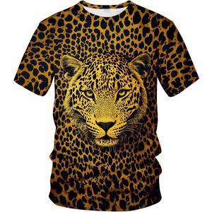 Funny Leopard Graphic T-Shirt Novelty Short Sleeve Crewneck Shirt (XXXL)