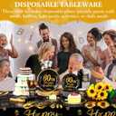 Funnymoom 452 Pcs 60th Birthday Party Decoration Supplies Black and Gold 60th Birthday Paper Plates and Napkins Cups Tablecloth Cutlery Straws Disposable Tableware for Cheers to 60 Years Anniversary