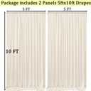 10ft x 10ft Wrinkle Free Ivory Backdrop Curtains for Parties, Polyester Photo Backdrop Drapes 2 Panels 5x10ft Background for Wedding Birthday Baby Shower Party