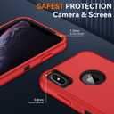SunStory Compatible with iPhone Xs/X Case with HD Screen Protector, 3-Layer Heavy Duty Full-Body Cover,3 in 1 Hybrid Protective Case for iPhone Xs/X 5.8",Red