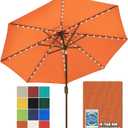 EliteShade USA 10-Year-Non-Fading 9ft Market Patio Umbrella, Commercial Grade Table Sun Umbrella with 80 Solar LED Lights, Crank Open, Windproof & UPF 50+ UV Protection for Garden, Deck, Pool, Backyard, Rust