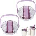 30oz and 20oz Flip Straw Lid for Stanley Quencher, Leak Proof Top Replacement with Detachable Handle for Stanley Quencher H2.0 and ProTour, BPA-Free No Spill Reusable Lids for 30oz&20oz, Purple*2