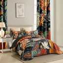 Tyrot 3 Piece Black Boho Floral Californial King Quilt Sets Reversible Farmhouse Botanical Lightweight Bedspread with 2 Shams Butterfly Microfiber Bedding Quilts Set for All Season, 118''x106''