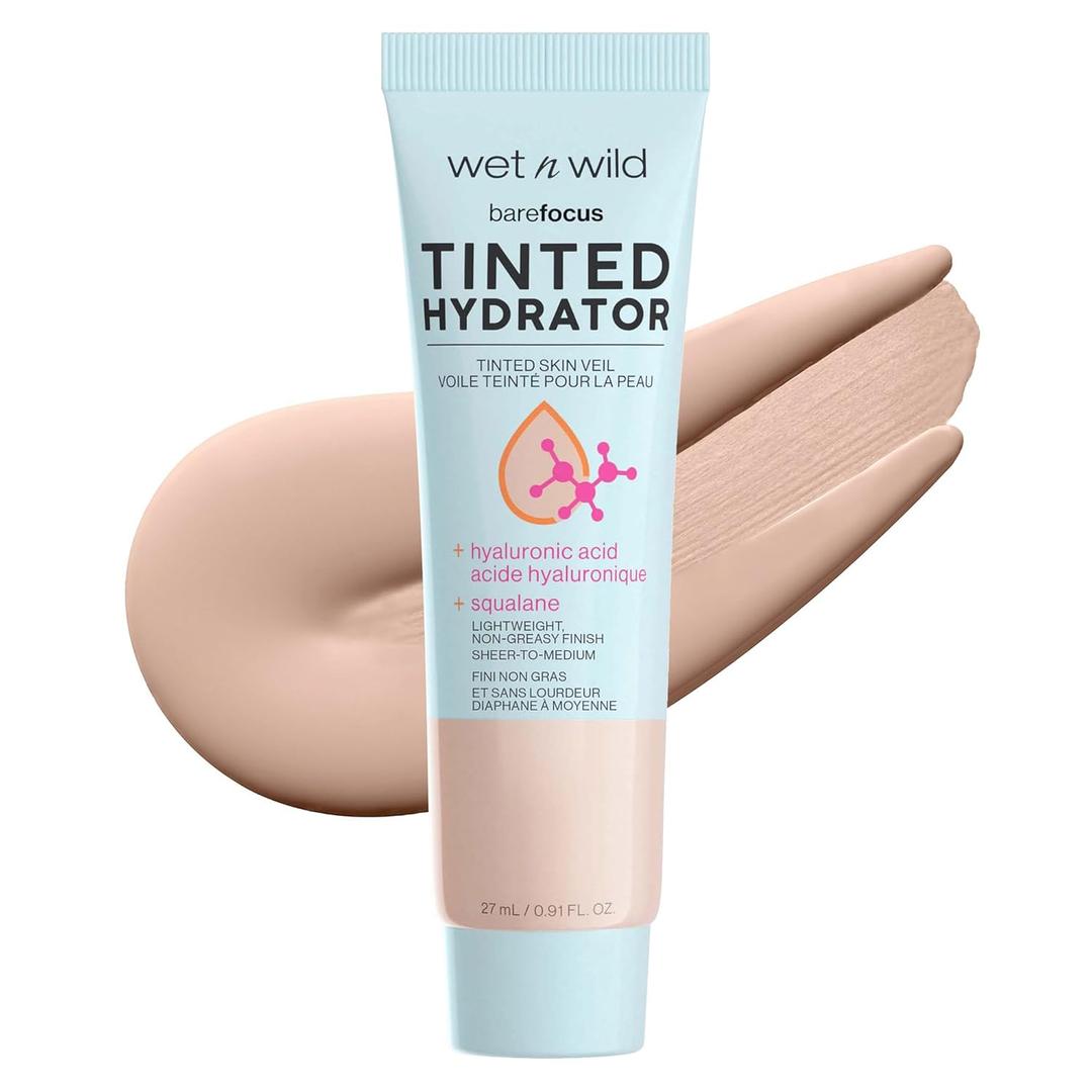 wet n wild Bare Focus Tinted Hydrator Tinted Skin Veil, Lightweight Buildable Coverage with Hyaluronic Acid & Vegan Squalane, Semi-Matte Finish, Cruelty-Free - Fair (0.91 Ounce (Pack of 1))