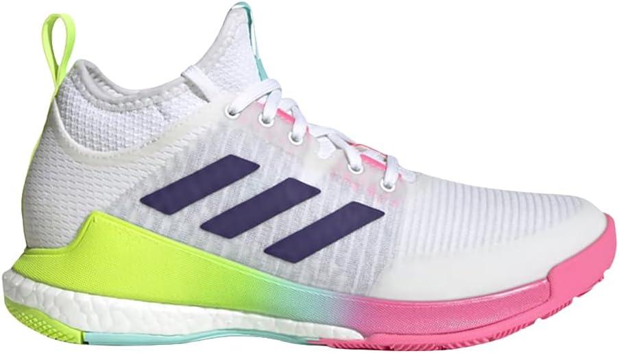 adidas Women's Crazyflight Volleyball Sneakers (5, White/Team Collegiate Purple/Flash Aqua)