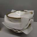 Christian Siriano Akoya Porcelain Dinnerware Set, 12-Piece - Dish Set for 4, Plates and Bowls Set, White and Gold