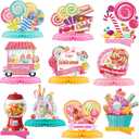 Marspark 10 Pieces Candyland Party Decorations Lollipop Table Topper Sweet Candy Table Centerpieces Boho Honeycomb Centerpieces Lollipop Decorations for Birthday Baby Shower Sweet Shop Party (Candy)