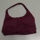 VOYJOY Women Workout Impact Bras Medium Low Support Halter Sports Bras Seamless Open Back Gym Padded Yoga Crop Top (X-Small, Black Cherry)