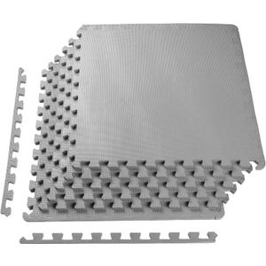 OLIXIS Puzzle Exercise Mat with EVA Foam Interlocking Tiles for MMA, Exercise, Gymnastics and Home Gym Protective Flooring, 1/2" Thick, 24 Square Feet, Gray (Grey)