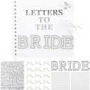 8 x 8 Inch Letters to The Bride Scrapbook Wedding Scrap Book Letters To The Bride Book Bridal DIY Blank Paper Scrapbook Photo Album with Pearl Stickers, Metallic Letters, Bows(White)