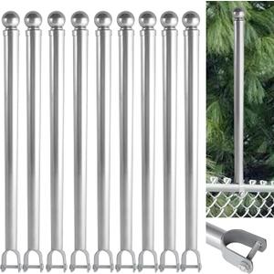 9 Pack 1-3/8" Chain Link Fence Extender, 25.2" Extension Height, U Bracket Design Patented Product, Galvanized Steel for top of Fence for Dogs and Privacy