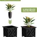 Lattice Design Outdoor Planter Box - 14.75 Square 13 Tall Black Plant Pot - Decorative Plant Pots for Front Porch Decor - Flower Pots Outdoor Planters for Porch Patio or Garden Decor by Pure Garden