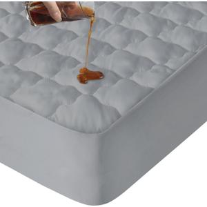 Full Size Mattress Protector Pad Waterproof Quilted, Breathable & Cooling Full Mattresses Pad Cover Fitted with Deep Pocket Up to 14" for Double Bed, (Gray)