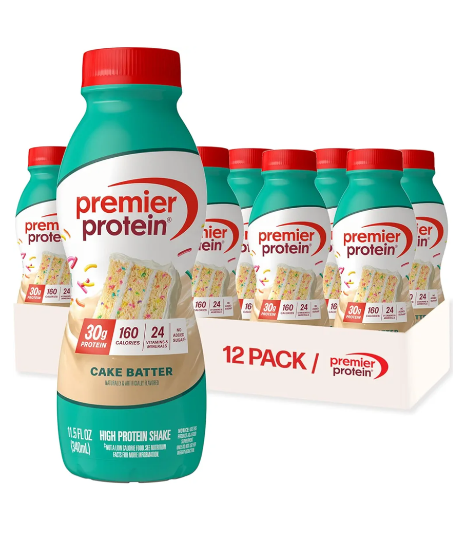 Premier Protein Shake, Cake Batter, 30g Protein, No Added Sugar, 24 Vitamins & Minerals to Support Immune Health, 11.5 fl oz, 12 Pack (Packaging May Vary), Best By 01/29/2026