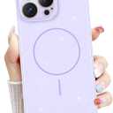 Newseego for iPhone 16 Pro Max Magnetic Case, Cute Bling Sparkle Slim Case for Women Girls Soft TPU Frame Hard PC Back Camera Lens Protection Anti-Scratch Glitter Cover for iPhone 16 Pro Max-Purple