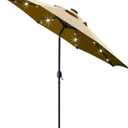 Sunnyglade 9' Solar LED Lighted Patio Umbrella with 8 Ribs/Tilt Adjustment and Crank Lift System (Light Tan)