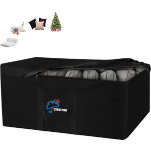 SIRUITON 51.2L x 15.7W x 23.6H Outdoor Cushion Storage Bag,Patio Furniture Cushion Storage Bag,Heavy Duty Rip Proof 600D Oxford,with Handle and Zipper of Waterproof Garden Cushion Storage Covers (Black)