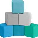 Foam Building Toys for Toddlers: 6-Piece Waterproof PU Leather Soft Foam Blocks - Colorful Large Stacking Blocks - Early Learning Construction Toys Play Set for Kids Indoor Birthday Gift (Modern)