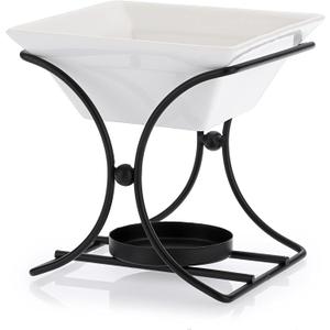 JuxYes Metal Tealight Scented Wax Melts Warmers Fragrance Oil Diffuser Burner, Ceramic Tealight Candle Oil Burner Warmer Aromatherapy Wax Candle Tart Warmer Diffuser for Home Bedroom Dcor (Black)