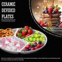 Artestia Fondue Plates Divided 5-Sections Round Ceramic Dinner Plates Set of 4, Chip & Dip Serving Trays Perfect for Serving Fondue Food, Sauces and Condiments