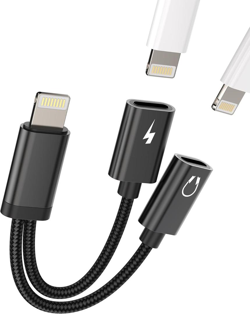 zoyuzan 128-ip-NLFX-2LDual Lightning Jack Adapter(2 in 1) iPhone Headphone Charger Cable Dongle Apple MFI Certified Earbud Aux Charging Cord Connector Audio Earphone Splitter for 14 13 12 11