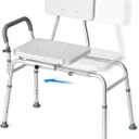 Loyoda Tub Transfer Bench and Sliding Bathtub Shower Chair for Inside Shower Chair for Elderly and Disabled,Adjustable Seat Height, Holds Weight up to 350 Lbs, Bath and Shower Safety, Transfer Bench