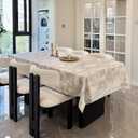 Rectangle Beige Tablecloth 60 x 84 Inch, Jacquard Spillproof Waterproof Table Cloth, Polyester Cotton Decorative Fabric Table Cover for Dining, Party, Wedding, Kitchen, Farmhouse