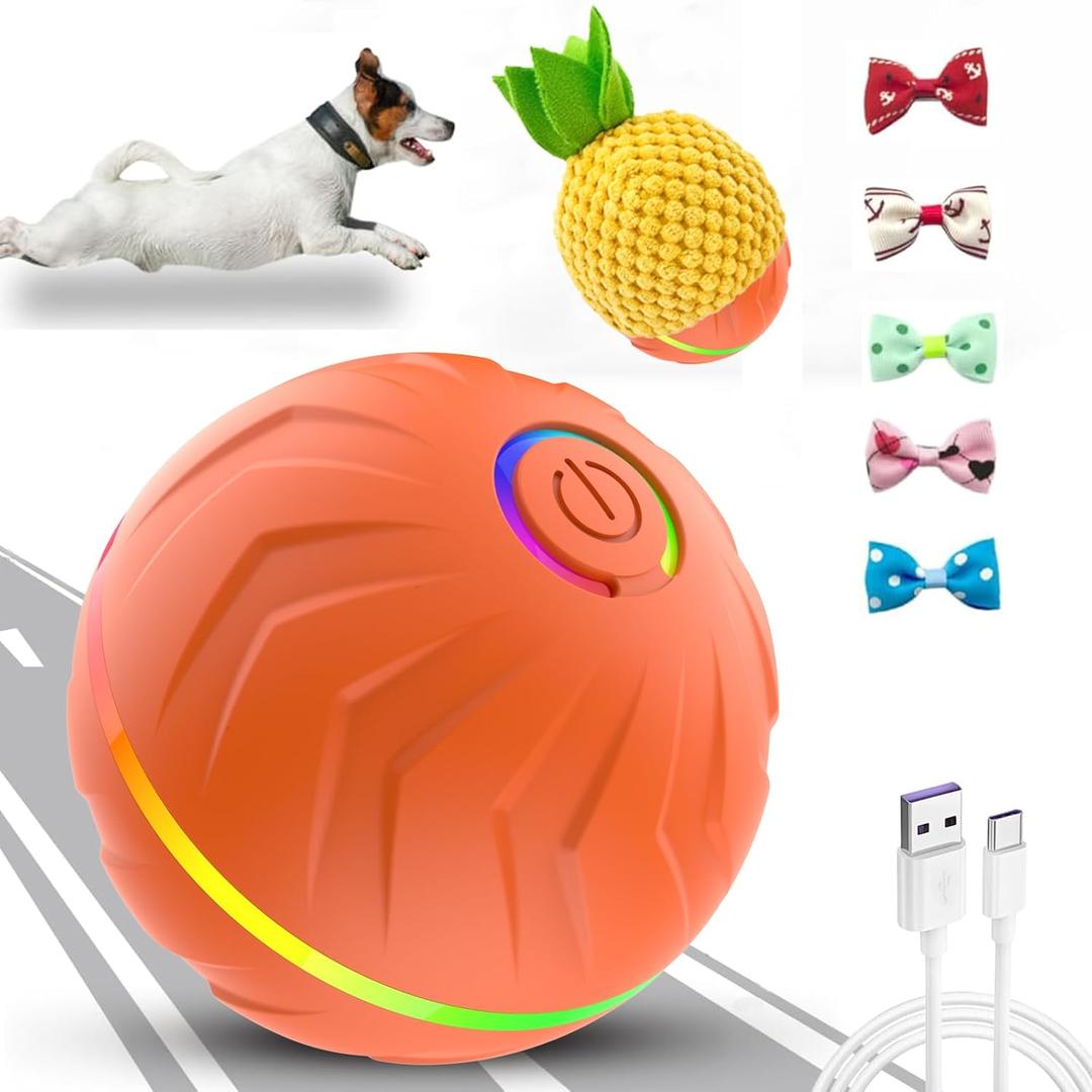 Valentines Day Gifts Interactive Dog Toys Dogs Ball,Moving Dog Toy with Touch Activated,Anti Boredom Dog Toys for Small Medium Dogs,Tough Motion Activated Automatic Vibrating Dog Ball (T01-Orange)