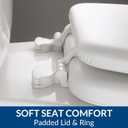 Mayfair Padded Toilet Seat, Cushioned Soft Vinyl over Wood Core Seat, Secure Hinges, Easy Clean, Made in USA, Elongated, Bone