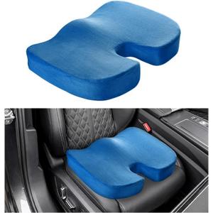 Memory Foam Seat Chair Cushion, Comfortable Auto Cushions for Long Periods of Sitting, Pregnancy Car Seat Cushion for Back, Coccyx & Sacrum Pain Relief, Car Accessories (Blue)