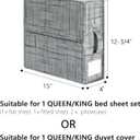 SUOCO SheetCube Bed Sheet Organizers and Storage 2 Pack, Foldable Linen Closet Organizer, Bedding Folder Storage Box Container for Blanket, Duvet Cover Set, Bed Sheet Set - Pattern Grey