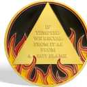 2 x Flame Triangular 2 Year Sobriety Coin | AA Coins for Men & Women | Anniversary Sobriety Gifts | Unity & Service Medallion for Alcoholics Anonymous | AA Chips & Medallions