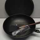 Todlabe Carbon Steel Wok - Including Glass Cover and Silicone Spatula, 13-Inch Woks & Stir-Fry Pans for Induction, Electric, Gas Stoves