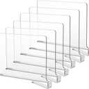 LikeU Shelf Dividers for Closets,Clear Acrylic Shelf Divider for Wood Shelves and Clothes Organizer/Purses Separators Perfect for Kitchen Cabinets and Bedroom Organizer,6 PCS