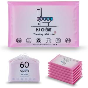 MA CHRIE Disposable Toilet Seat Covers, 60 Sheets (6 Packs x 10), Extra Large, Flushable, Travel & Family Friendly