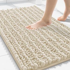 Smiry Bathroom Rugs Mat 30x20, Extra Soft Absorbent Chenille Bath Rugs, Non Slip Rubber Backing Machine Washable Quick Dry Bath Mats for Bathroom Floor, Tub, Shower, Home Decor Accessories, Sand