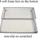HAHIYO Stackable Mesh Tray Cup 15 x 6 x 2 inches Sturdy Container for Desk Drawer Organizer Collection for Home Office School kitchen Soft Foam Feet No Sharp Edges 1 Pack Silver