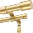 Double Curtain Rod 72 to 144 Inch, HOTOZON 1 Inch Heavy Duty Curtain Rods for Windows, Telescoping Double Drapery Rod with Simple Cap Finials, Gold