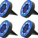 Joomer Solar Ground Lights, 4 Pack 8 LED Solar Lights Outdoor Waterproof IP68 Disc Light Landscape Lighting Garden Light for Patio Pathway Lawn Yard Driveway Walkway(Blue)