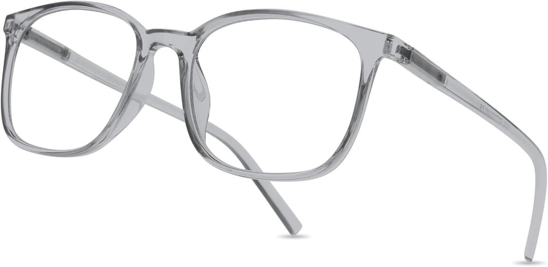Gaoye Blue Light Blocking Glasses Women/Men, Computer Gaming Fake Eyeglasses Anti UV Ray-Spring Hinge (Transparent grey)