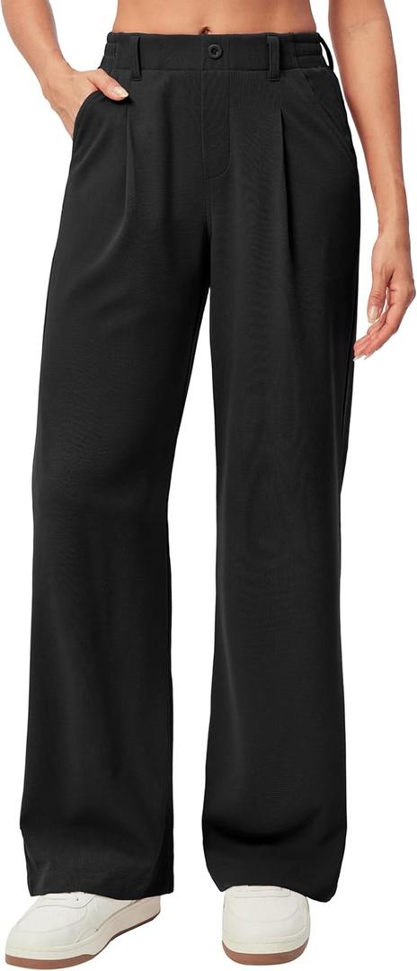 Ewedoos Wide Leg Pants Woman Stretchy Work Dress Pants Women Trendy 2026 Business Casual Outfits Comfort Fit Slacks Trousers, L