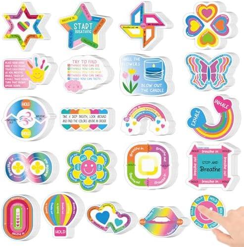 Engrowtic 180 Pcs Anxiety Sensory Stickers Sensory Strips Mindfulness Sticker Calm Anxiety Stickers Adhesive Textured Strips Tactile Fidget Tape for Desk Adults Tension Supplies (Fresh)