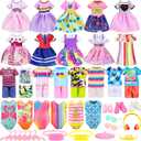 30 PCS Mini 6 Inch Doll Clothes and Accessories Include 4 Tops, 4 Pants for Boy Dolls, 5 Dresses , 2 Swimsuit and 2 Shoes, 10 Outfits Hangers Pocket Glasses Headset Crown for 5.3-6 Inch Dolls